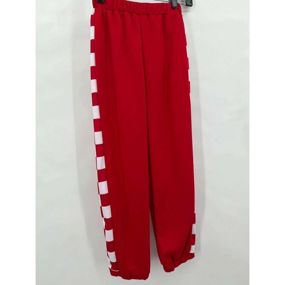 Balera Red‎ Checkered Side Stripe Dance Track Pants Joggers Med Youth Hip Hop